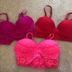 PINK lace bralettes